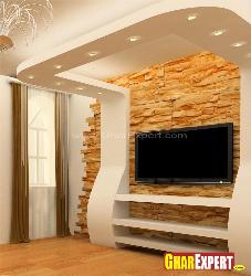 Decorate your wall behind the LCD with stone