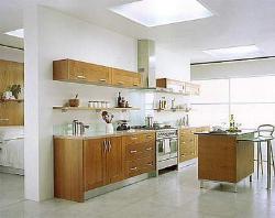 One wall modern kitchen with island