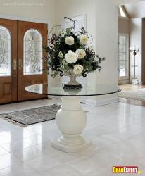 Decorative round table in entrance lobby