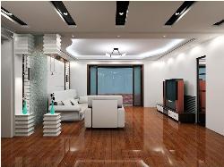 Living room Interior emphasizing ceiling, flooring and furniture