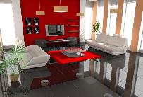 Red living room 