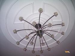POP Ceiling design with chandelier in Lobby