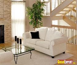 Furnish your living room with nice sofa design, interior plants and wall cladding