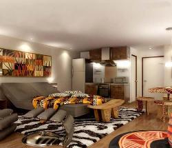 In a Studio Apartment wherever the bed, kitchen, dining, living are jointly. 