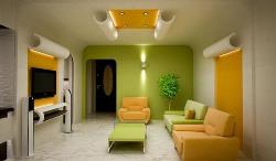 Modern Living Room in Green Color