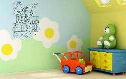 Decorate your kids room with floral pattern design on wall with paint