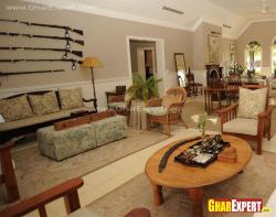 Rifles hanged on living room walls