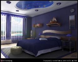 Bedroom with dark shades
