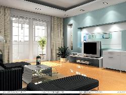 A beautiful drawing room design with good ceiling and wall decor