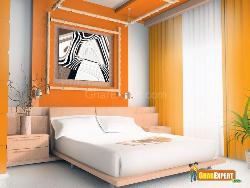 Bed Room with Orange and White Scheme