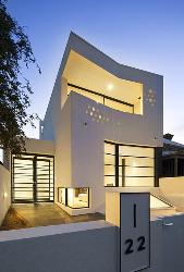 Elevation of house with lighting