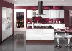 Well organized kitchen with color theme
