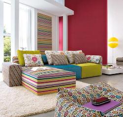 Multicolor furnitures also adds up life to the sitting area