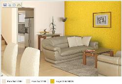 living room with one wall hilighted with bright yellow
