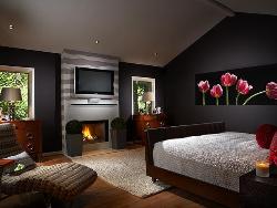 Bedroom design with Dark Wall