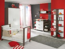 red and Gray painted room for cute kids