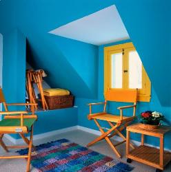 Blue painted room