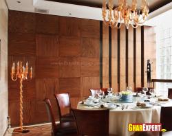 Wooden wall cladding style for dining room