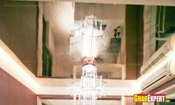 Chandelier and Ceiling design with glass