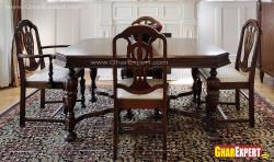 4 seater wooden dining with minimal carving