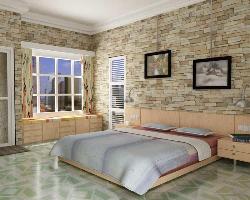 Bedroom Interior with Wall Cladding