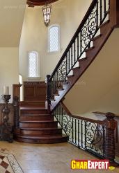 Wooden stairs railing design