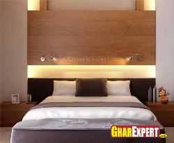 Wooden bed headboard with nice lighting effect