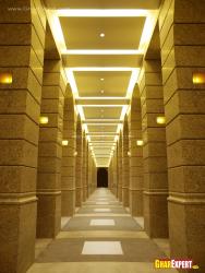 Granite pillars in corridor