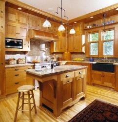 Wooden Kitchen Cabinets and Island