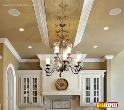 Chandelier and false ceiling design for kitchen