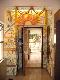 Entrance door design with flower decoration