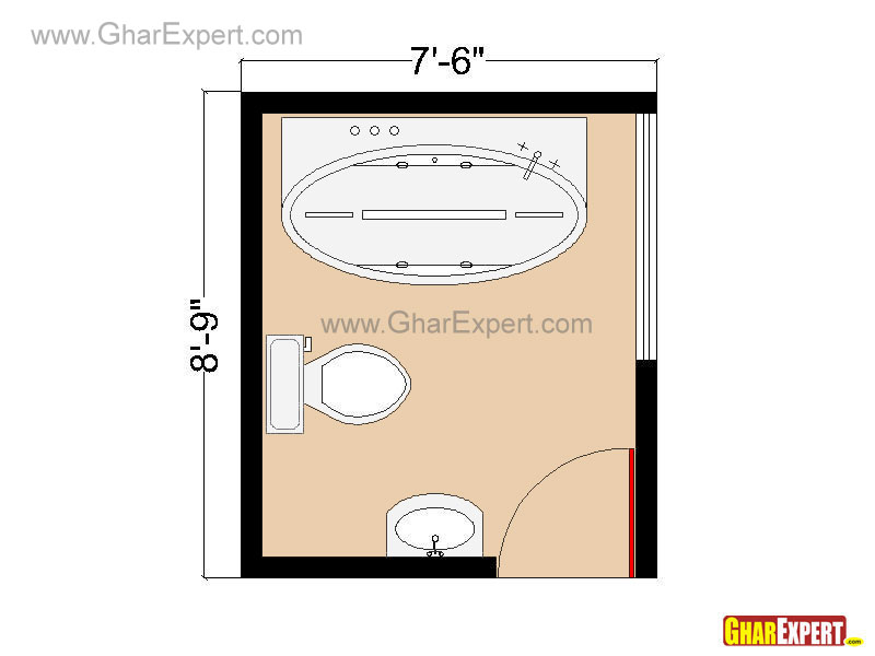 Three quarter Bathroom-floor Plan