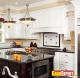 wooden white contemporary cabinets in kitchen