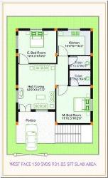 Floor plan for West 30ã—15feet west face flat