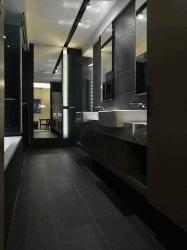 Dark Color Ceramic Tile Floor in Bathroom Interior Design Photos