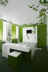 Bedroom in green theme Interior Design Photos