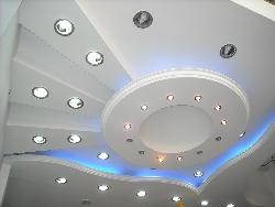 Exotic ceiling design in POP using LED lights Wardboard  used with decolam