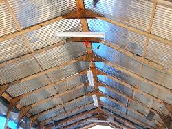 Inside view of steel roof Inside