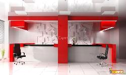 Red reception in modern hotel Interior Design Photos
