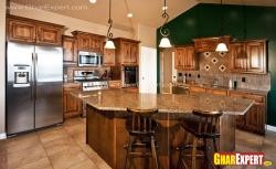 brown kitchen bar counter with granite top Interior Design Photos