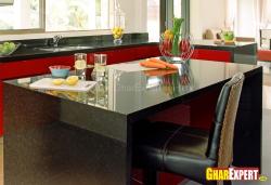 Kitchen island made with black marble stone Making a