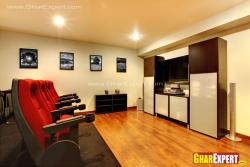 Home theater system on wooden unit  Interior Design Photos