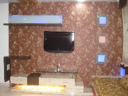 Wallpaper on wall unit with LED lighting Interior Design Photos