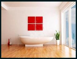 Hardwood Flooring beneath Bathtub Interior Design Photos