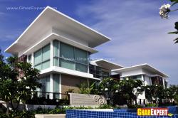 Minimalistic modern villa design with glass exterior West facing villa 40x80