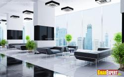 Modern office lounge with full height windows Interior Design Photos