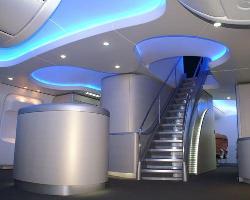 Ceiling design with blue colored LED lighting for commercial space Interior Design Photos