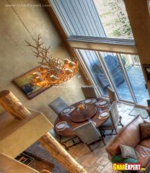 6 seater dining  corner of contemporary living room Interior Design Photos
