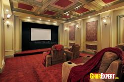 Home theater with multiple row sittings   Balcony outside sitting