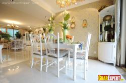 White colored wooden 6 seater dining Interior Design Photos